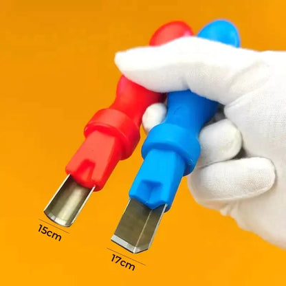DecorBites™ led neon carving knives with red and blue plastic handles and metallic blades for woodworking and strip lights installation