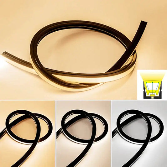Decorbites™ black and gold led neon rope lights with a sleek flexible design for outdoor home decor use