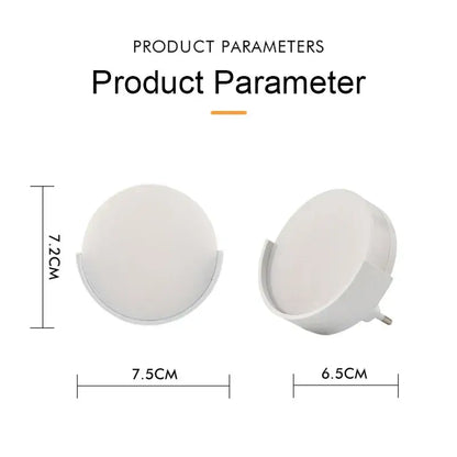 White circular decorbites led night light with sleek design and integrated eu plug for easy bedroom installation