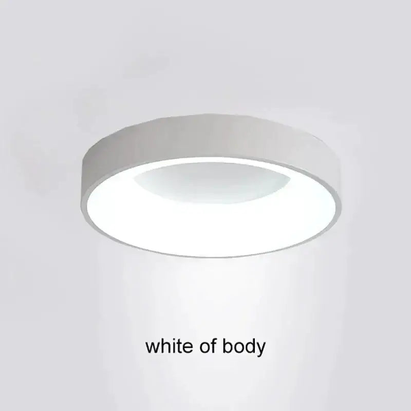 White cylindrical ceiling light with circular led ring by DecorBites LED Nordic for modern living room decor