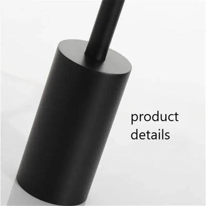 Black cylindrical toilet brush holder with matte finish shown alongside decorbites led nordic floor lamp for modern lighting