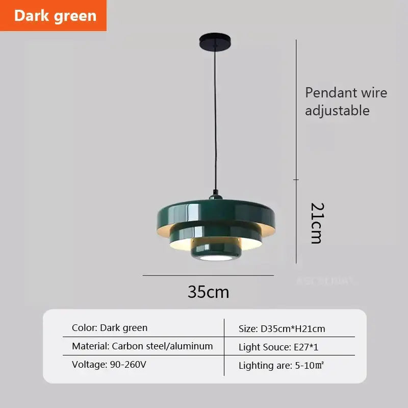 Dark green layered decorbites led nordic pendant light with carbon steel and aluminum for indoor home decor