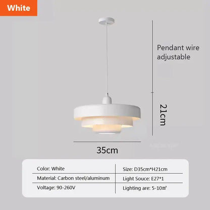 White decorbites led nordic pendant light with tiered design made of carbon steel and aluminum for indoor use