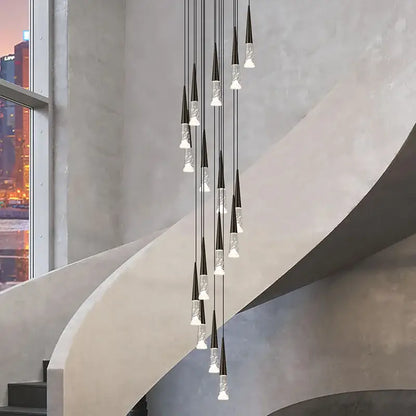Modern black and clear glass decorbites led nordic pendant chandelier with minimalist design for indoor staircase lighting