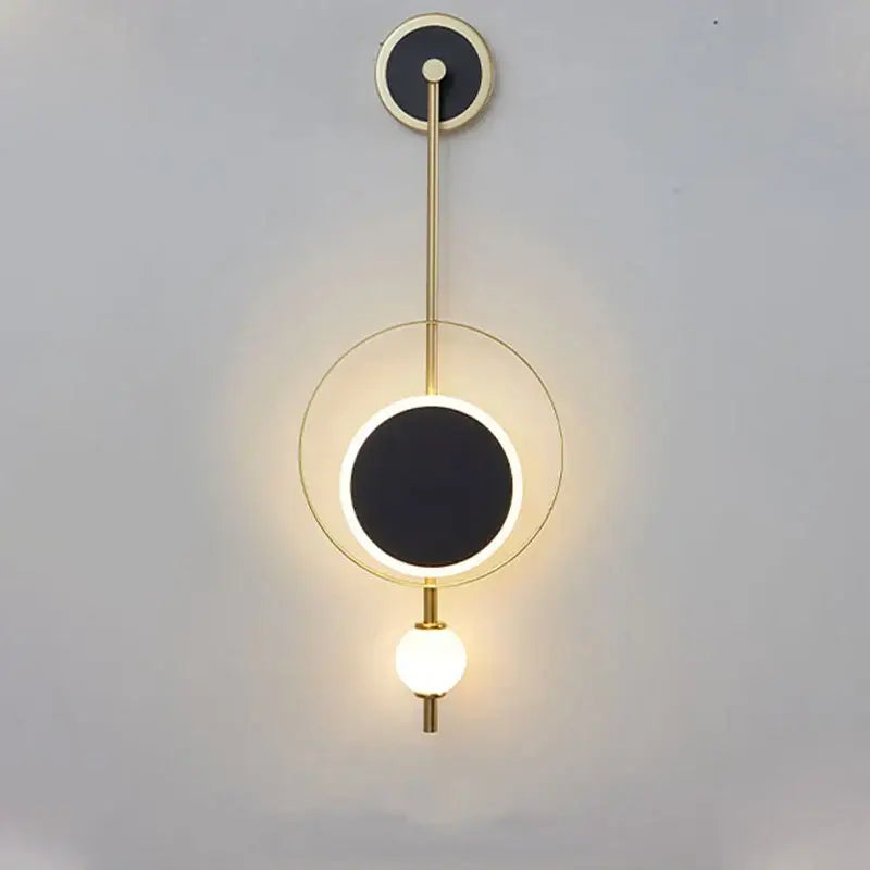 Modern gold-toned decorbites led nordic wall lights with circular black and illuminated rings for stylish indoor lighting