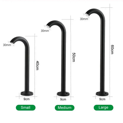 Black metal shepherds hook stands in three sizes for decorbites led outdoor aluminum bollard light garden lighting