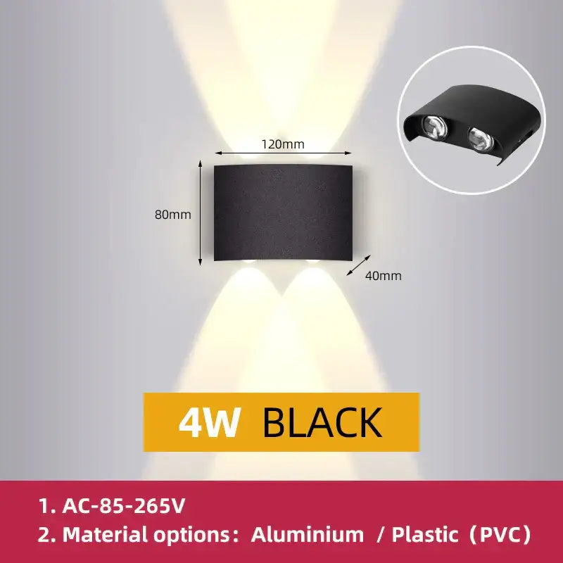 Black dual-head wall light with sleek rectangular design decorbites led outdoor garden waterproof porch lamp fixture