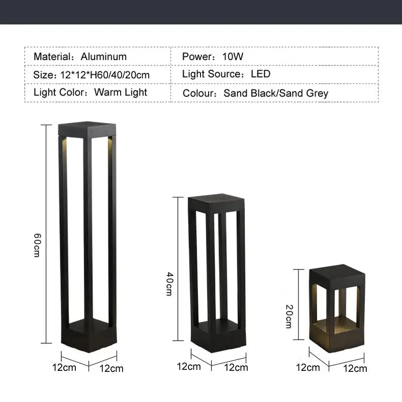 Modern aluminum decorbites led outdoor lawn light in sand black with warm white illumination and vertical slats design