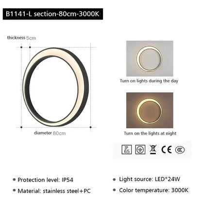 Decorbites led outdoor wall lamp with 80cm stainless steel frame emitting warm white 3000k illumination