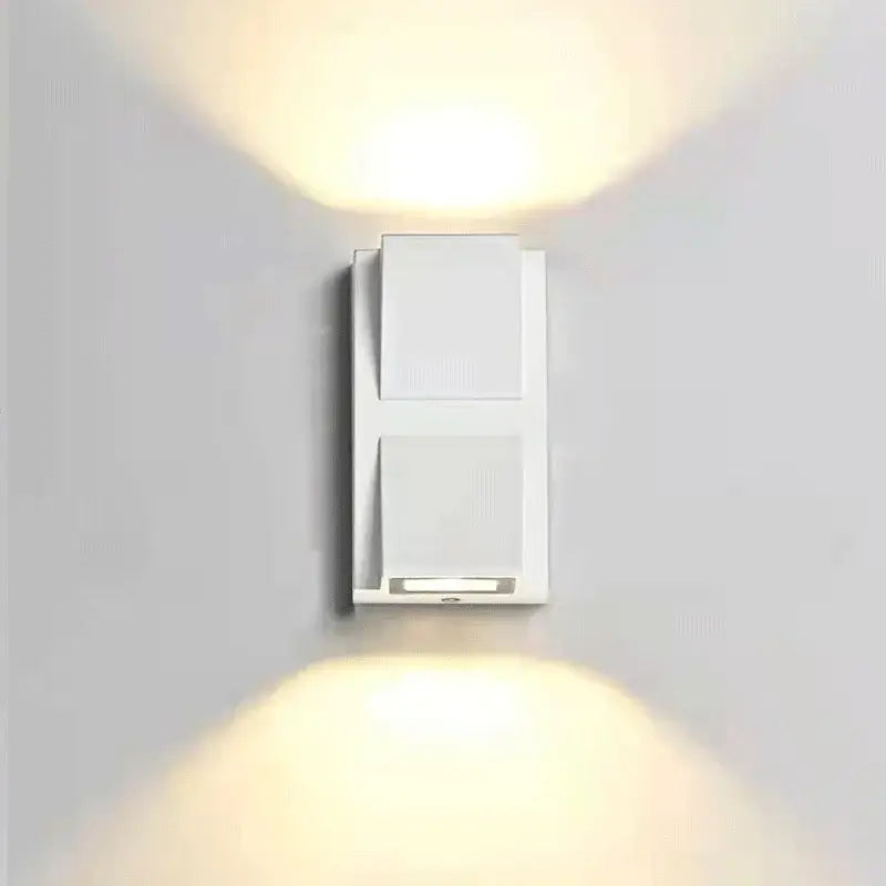 White rectangular wall light with two angled beams from decorbites led outdoor porch waterproof yard lamp single kit
