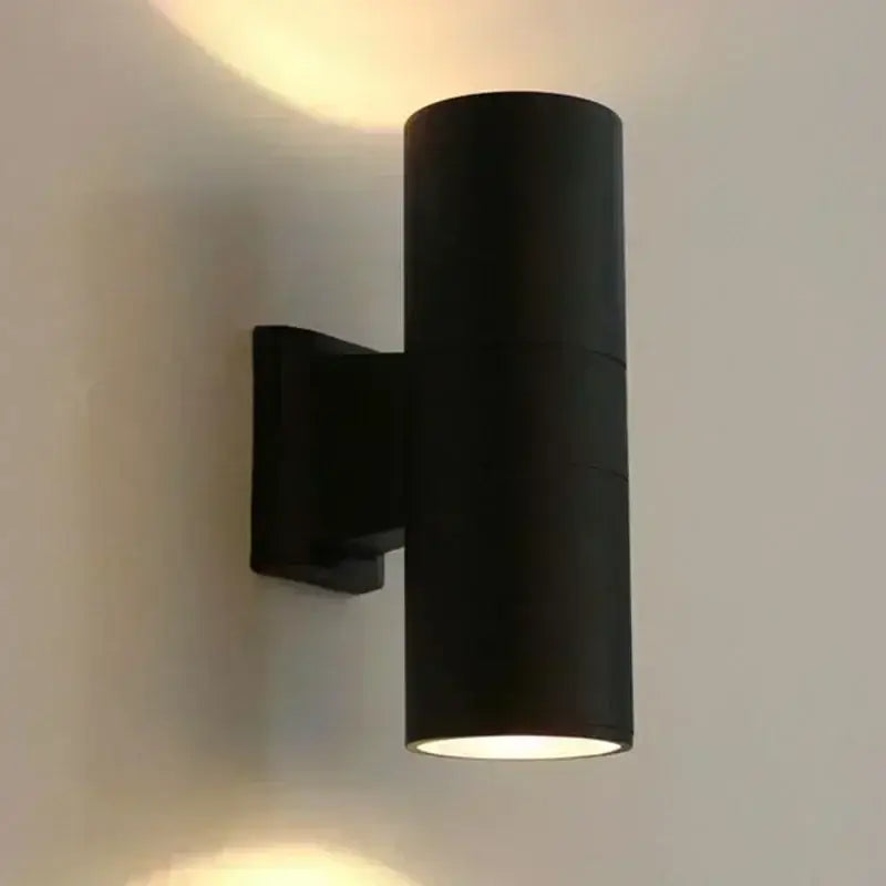 DecorBites™ black matte cylindrical outdoor wall lamp with dual lighting direction for porch and outdoor wall use