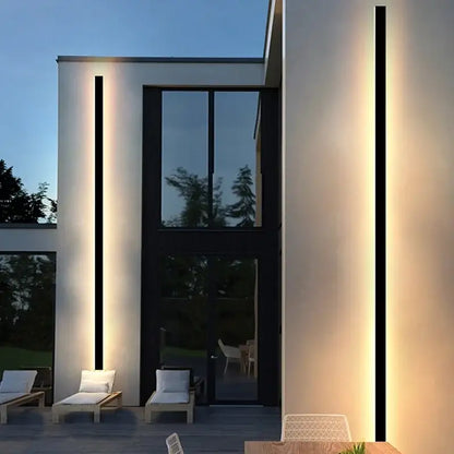 Modern black decorbites led outdoor wall light with vertical led sconces and warm ambient lighting for porch or patio