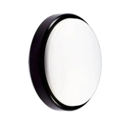 Black-framed decorbites™ oval wall lamp with frosted white diffuser for outdoor and bathroom lighting use