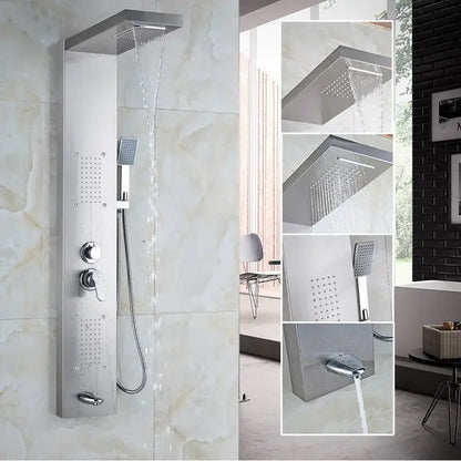 Modern chrome-finished decorbites led panel bath faucet with digital display rainhead handheld spray and massage jets