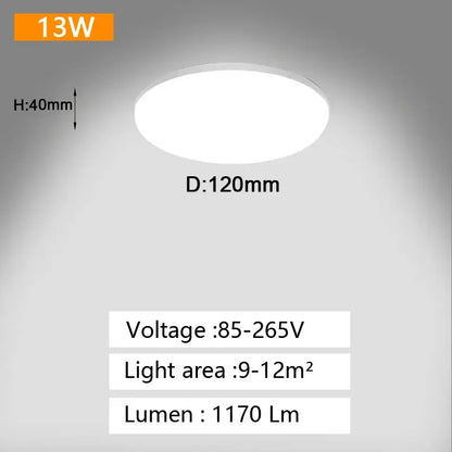 Circular white decorbites led panel ceiling light 120mm diameter 40mm height for bedroom living room lighting
