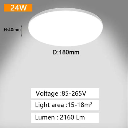 24w decorbites led panel ceiling light with sleek white diffuser 180mm diameter 40mm height for home lighting