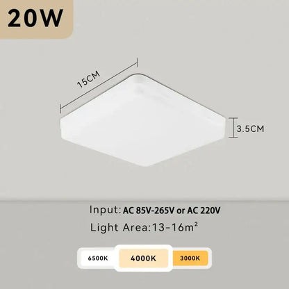 Decorbites led panel white 20w ceiling light with adjustable color temperature for modern kitchen lighting