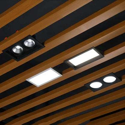 Black decorbites™ led panel lamp with ultra-thin recessed design and two circular led bulbs for modern lighting