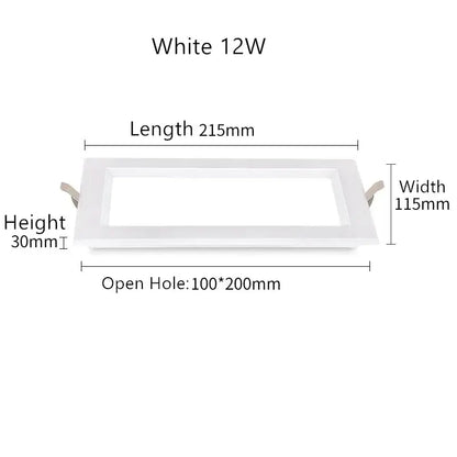 White rectangular recessed led panel lamp with ultra-thin anti-fog design for bathroom and corridor lighting
