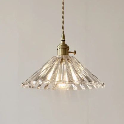 Decorbites led pendant lamp with clear faceted glass shade brass fixture and twisted cord for modern stair lighting