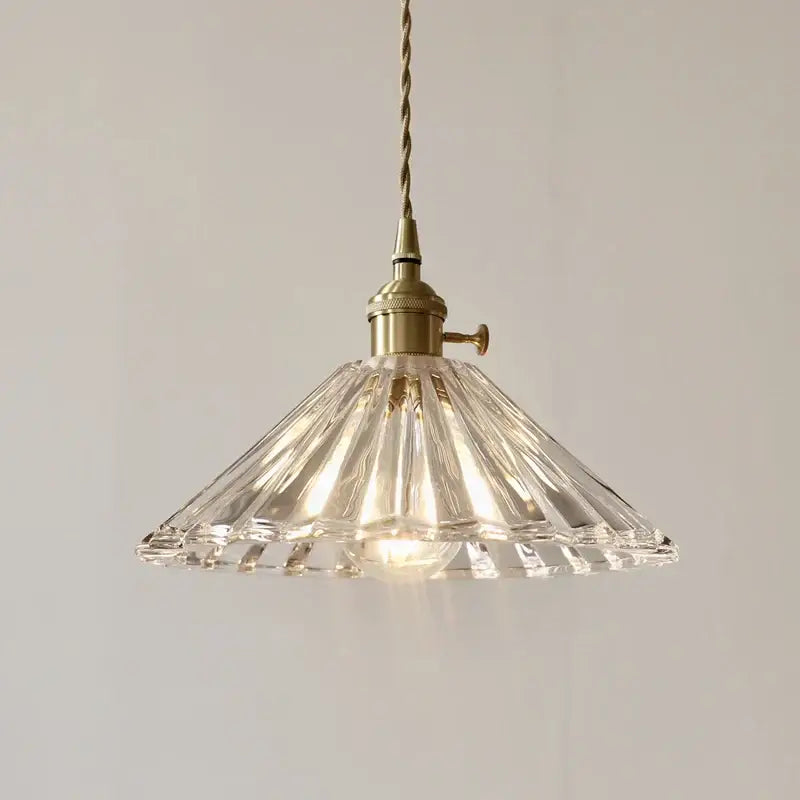 Decorbites led pendant lamp with clear faceted glass shade brass fixture and twisted cord for modern stair lighting