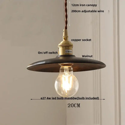 Industrial-style decorbites led pendant lamp with dark iron canopy, brass copper socket, and twisted brown wire hanging light