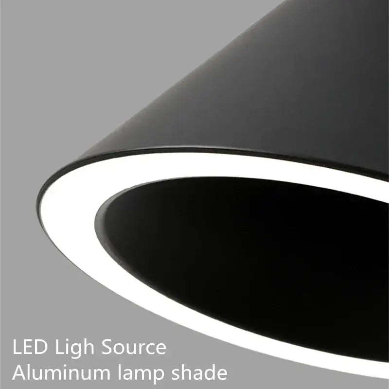 Black conical aluminum decorbites led pendant light with bright white led ring for kitchen island and dining table
