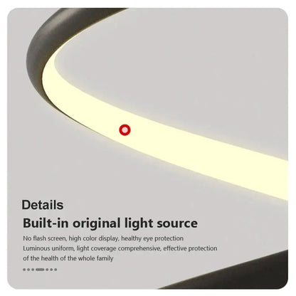 Modern curved decorbites led pendant lamp in sleek black finish with warm illumination for indoor spaces