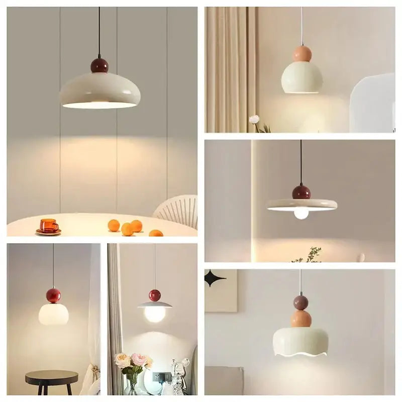 Decorbites™ led pendant lamps with modern ceramic glossy white matte beige and terracotta spherical accents for interior lighting