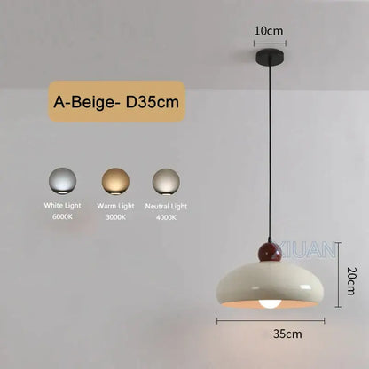 Decorbites™ led pendant lamp with cream-colored dome shade and black cord for bedroom living room kitchen dining table