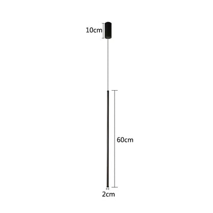 Decorbites™ black cylindrical pendant light with 10cm top diameter and 60cm adjustable line strip for modern decor