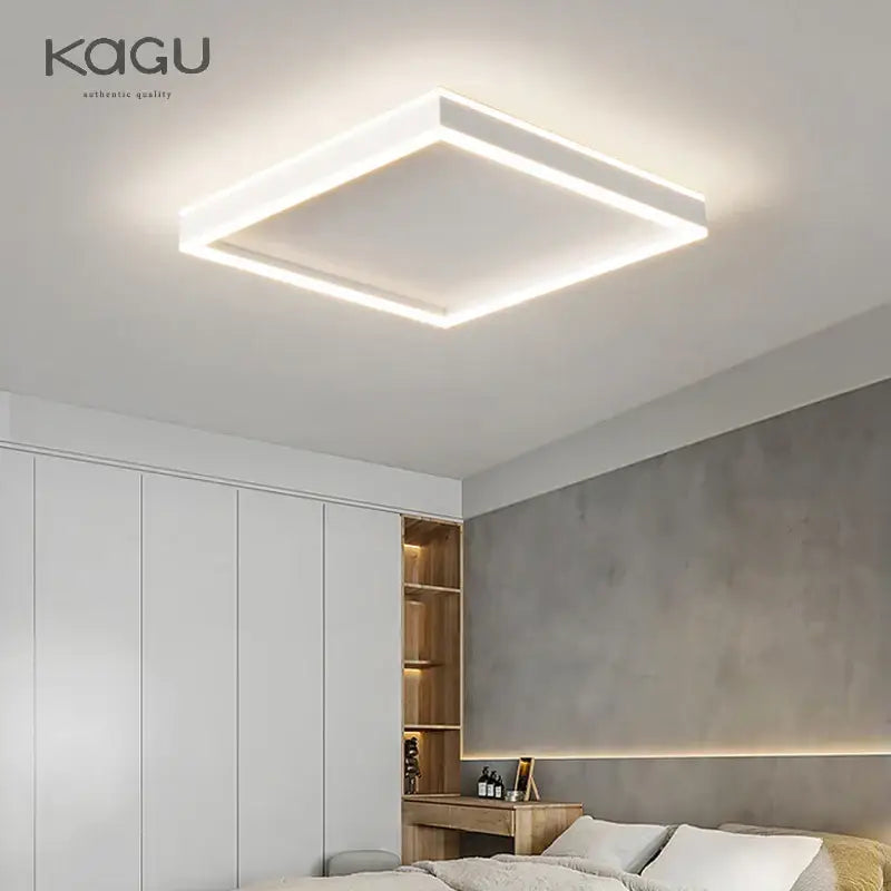 White rectangular DecorBites led pendant light ceiling lamp with modern minimalist design for living room and kitchen decor