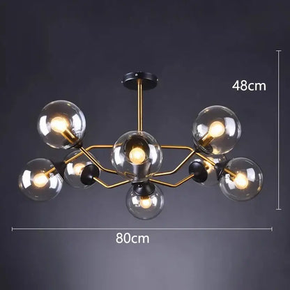 Modern brass and black decorbites led pendant lights with clear glass globe bulbs for dining room lighting