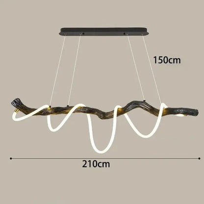 Modern decorbites led pendant light with dark textured branch body and integrated white led strip for indoor lighting