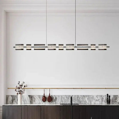 Modern minimalist decorbites led pendant light with black metal frame and frosted glass panels for indoor lighting