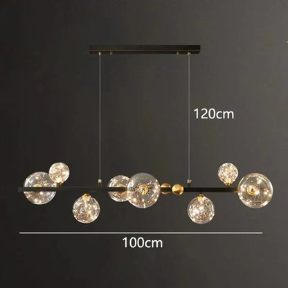 Modern black metal DecorBites LED pendant light chandelier with clear glass globes and gold-toned accents for indoor lighting