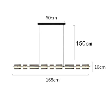 Modern black decorbites led pendant light with sleek linear design and evenly spaced rectangular led modules for indoor use