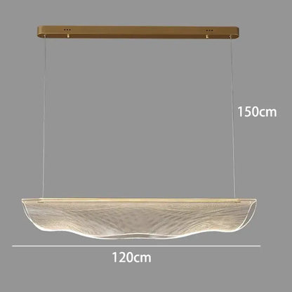 DecorBites led pendant light chandelier with gold rectangular mount and translucent glass shade for modern living room lighting