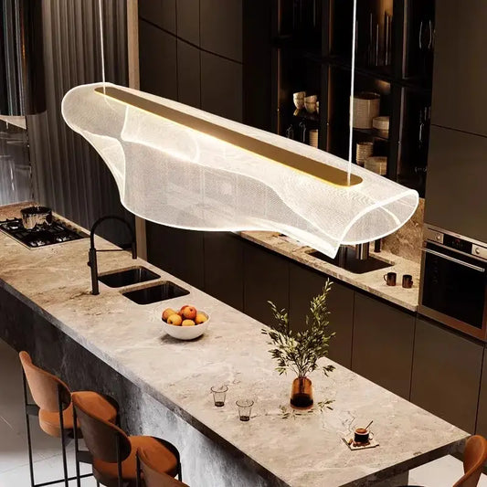 Modern white mesh decorbites led pendant light chandeliers with integrated golden led strip for indoor living lighting
