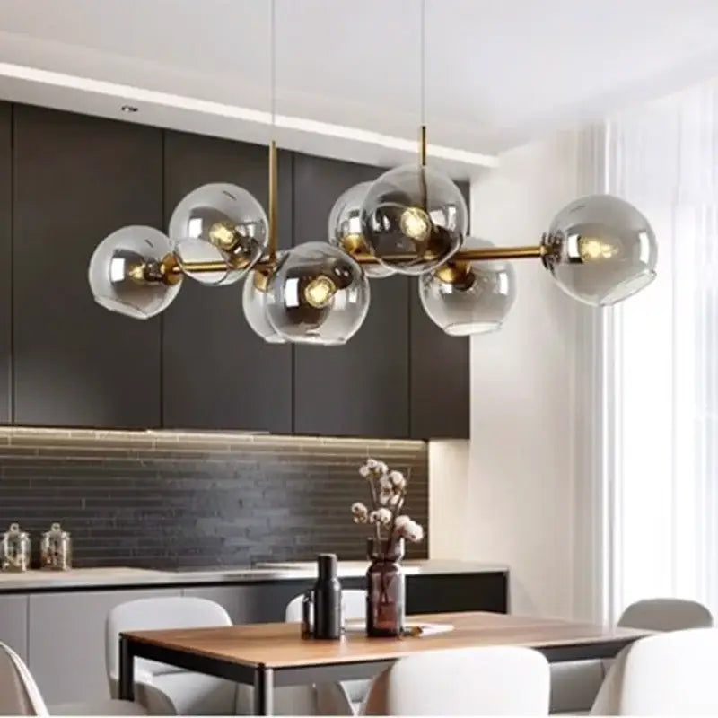Modern brass pendant lights with clear glass globe shades decorbites led pendant for living room dining room lighting