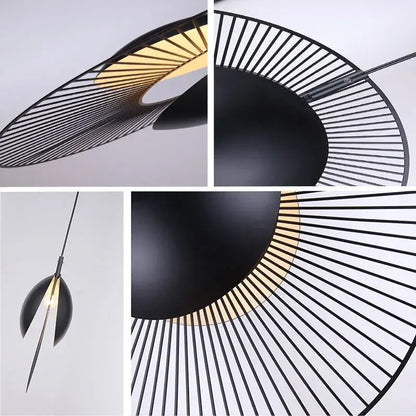 Black and gold DecorBites™ led pendant light with sleek fan-like metal design for loft bedroom decor