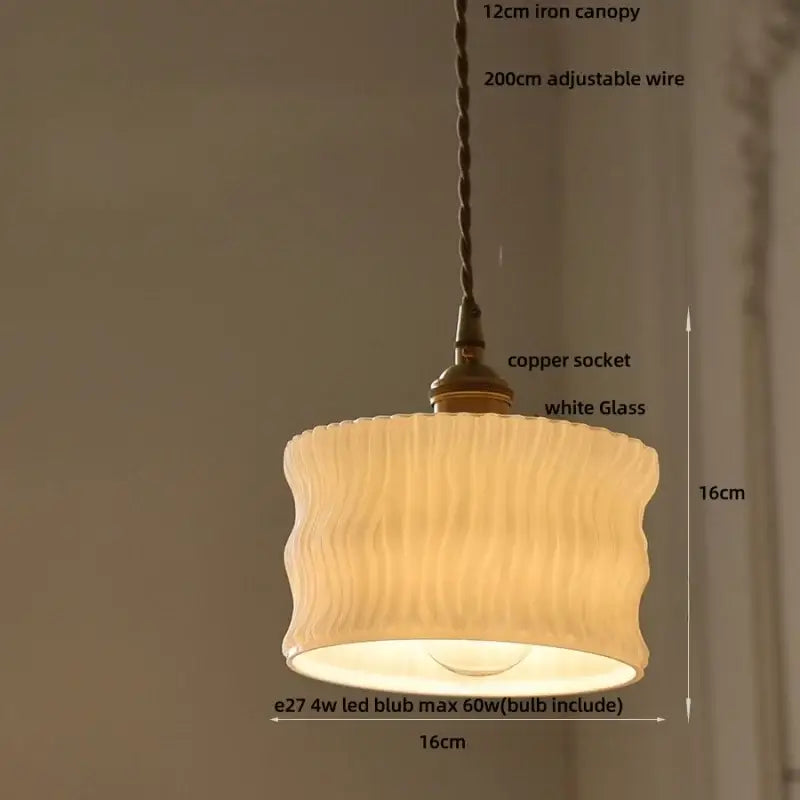 DecorBites LED pendant light with warm white ribbed glass and adjustable copper socket modern nordic design pendant light