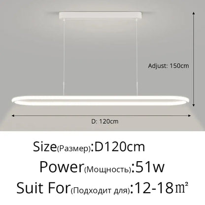 Modern white rectangular decorbites led pendant light with adjustable hanging length for dining and kitchen use
