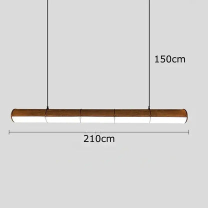 A sleek 210cm decorbites led pendant light with warm wood finish and segmented white led panels for modern decor