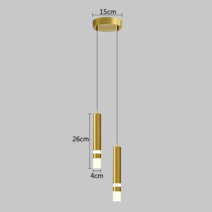 Modern gold-finished DecorBites LED pendant light with cylindrical design and white translucent accents for living spaces