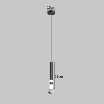 Black matte cylindrical decorbites led pendant light with two white led strips for modern minimalist interiors