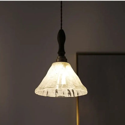 Decorbites™ led pendant light with warm frosted white glass bell shade and antique brass finish copper socket