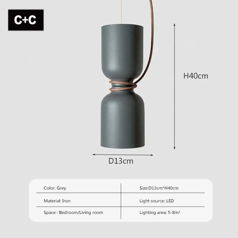 Grey iron pendant light with two cylindrical sections connected by copper wire decorbites led pendant light for modern spaces