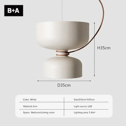 White iron DecorBites LED pendant light with sleek modern design and copper accent for bedroom and living room