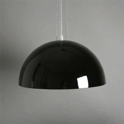 Black glossy dome-shaped DecorBites led pendant light with sleek modern design for indoor hanging chandelier decor